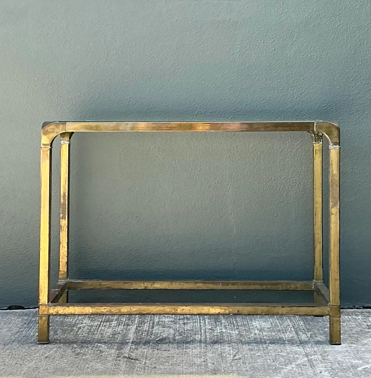 Vintage Brass Console Table After Mastercraft - Detail view