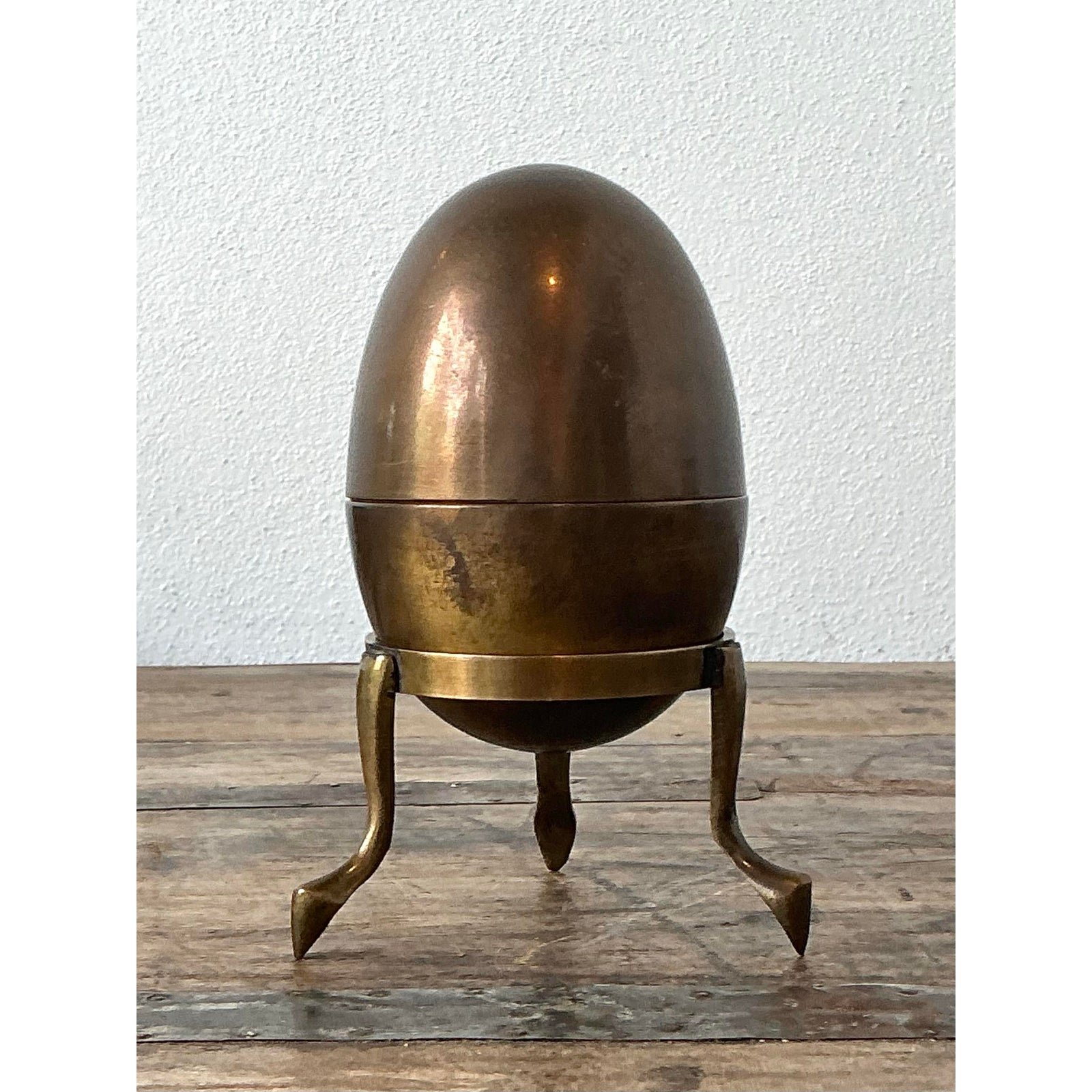 Vintage Brass Egg on Stand - Top view