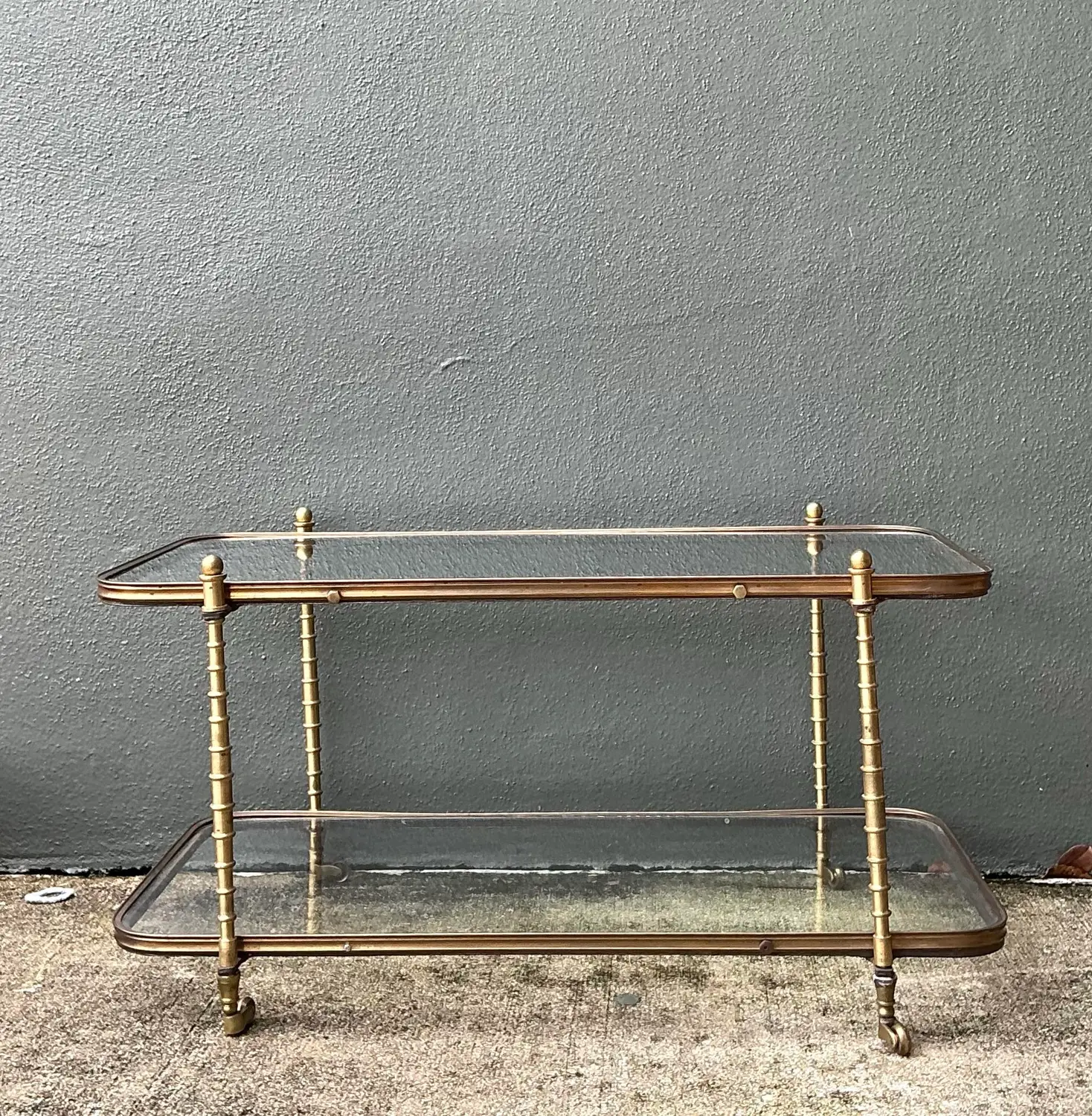 Vintage Brass Faux Bamboo Coffee Table - Detail view
