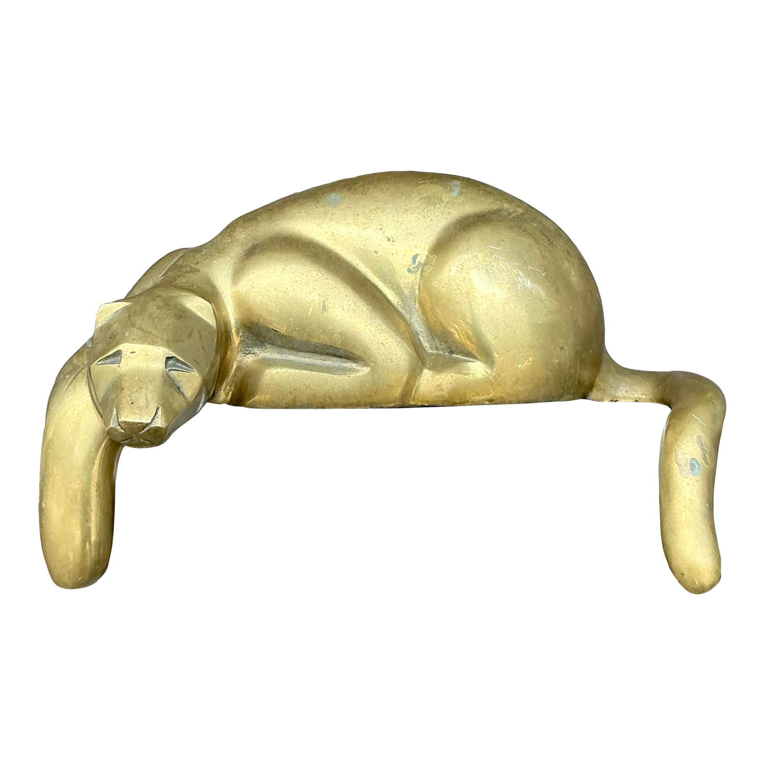 Vintage Brass Lounging Tiger - Detail view