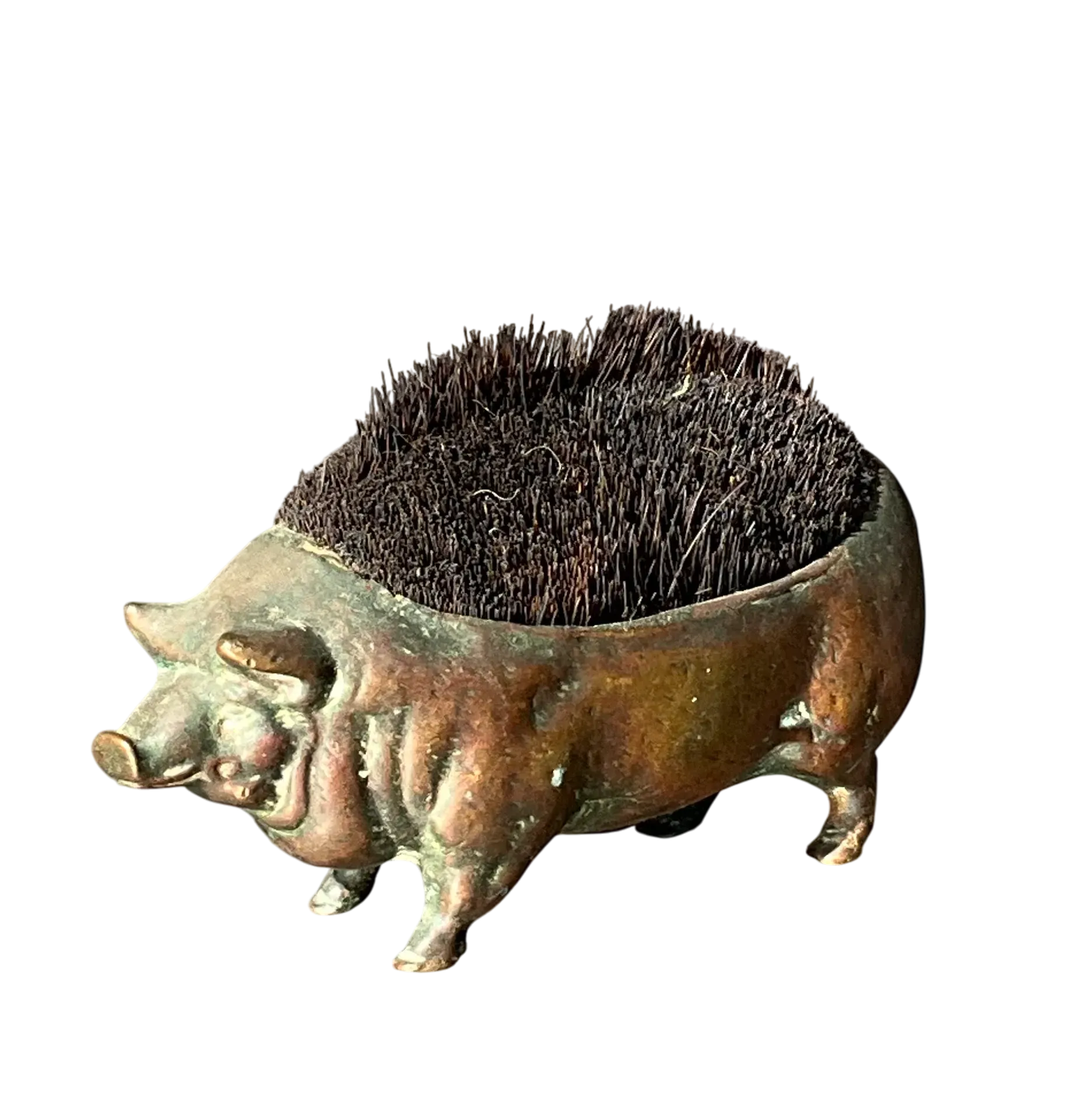 Vintage Brass Pig Fountain Pen Wipe  - Detail view