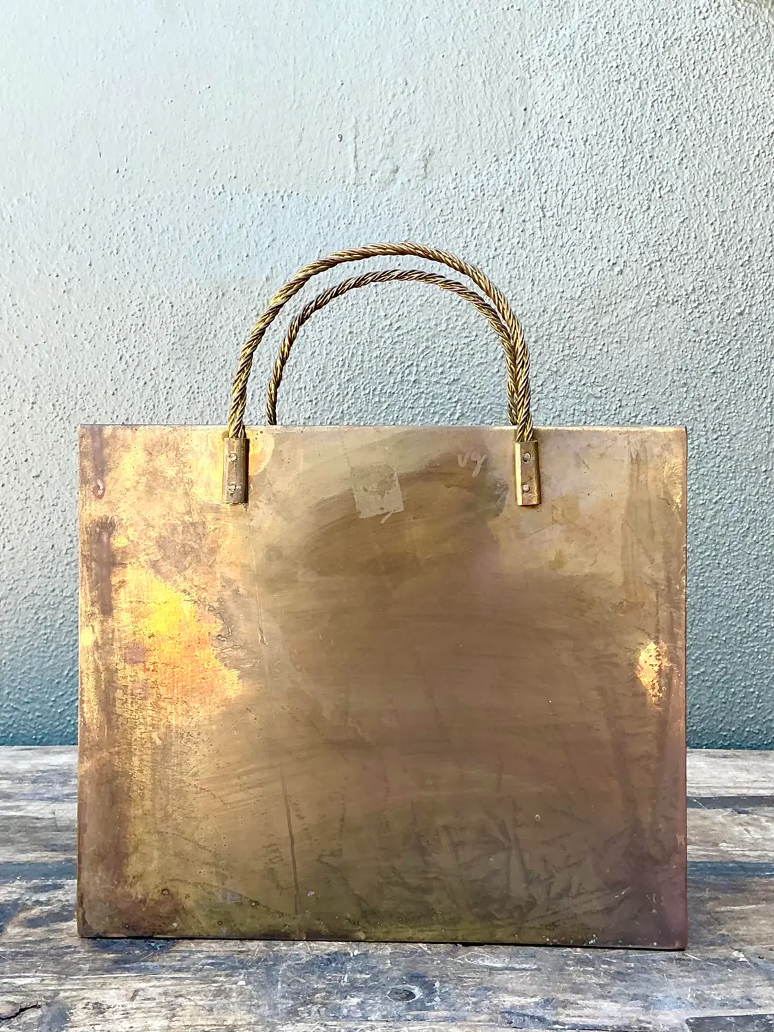 Vintage Brass Shopping Bag - Detail view