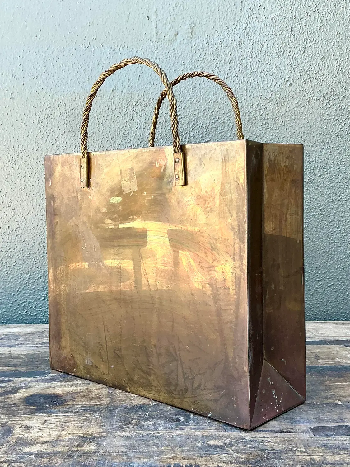 Vintage Brass Shopping Bag - Top view