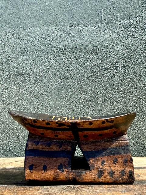 Vintage Brazilian Hand Painted Head Rest - Side view