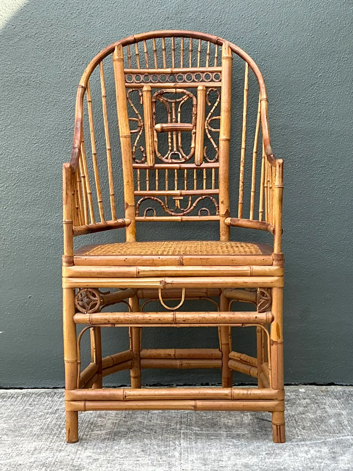 Vintage Brighton Pavilion High Back Rattan Chair - Detail view