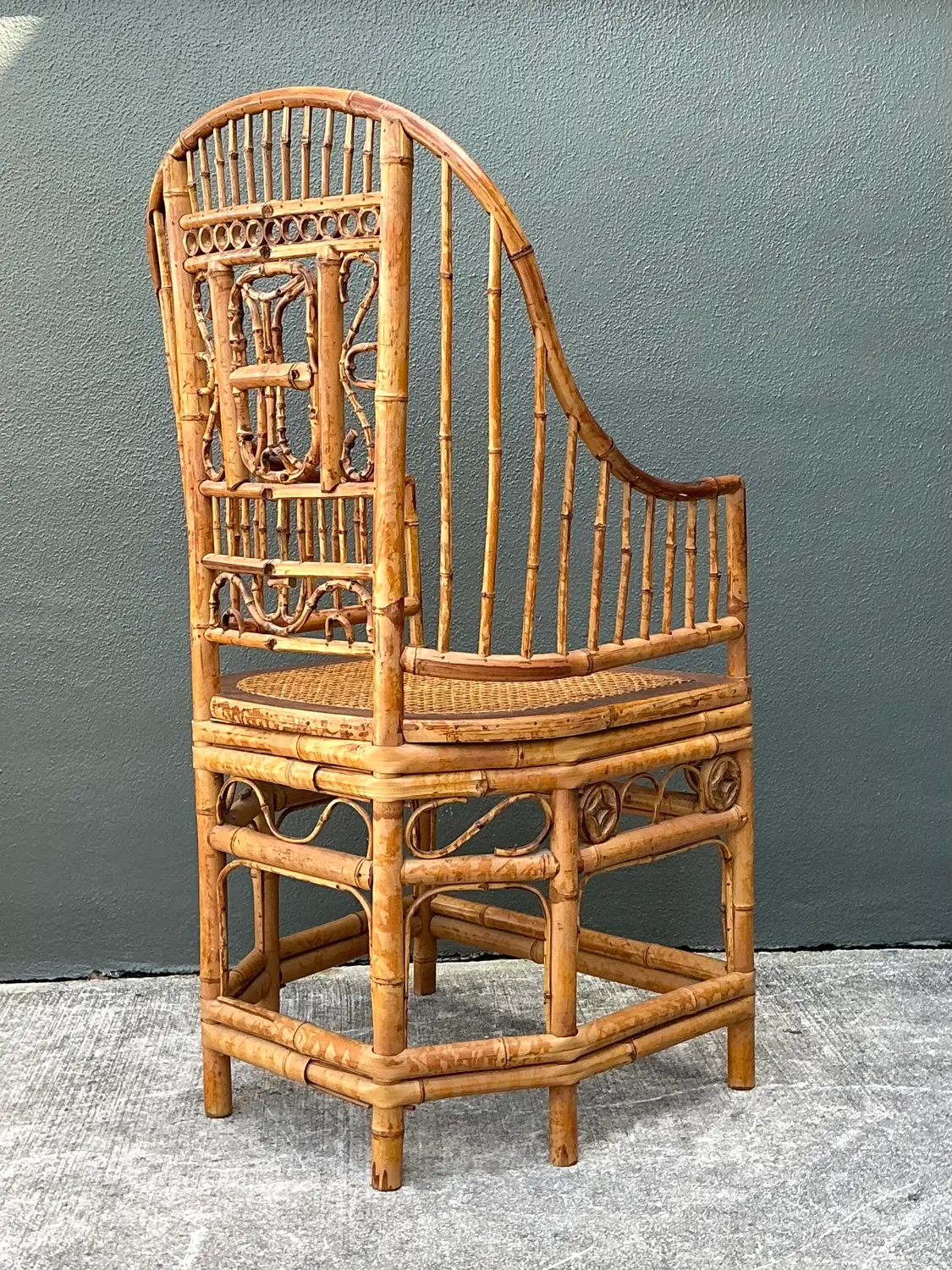 Vintage Brighton Pavilion High Back Rattan Chair - Top view