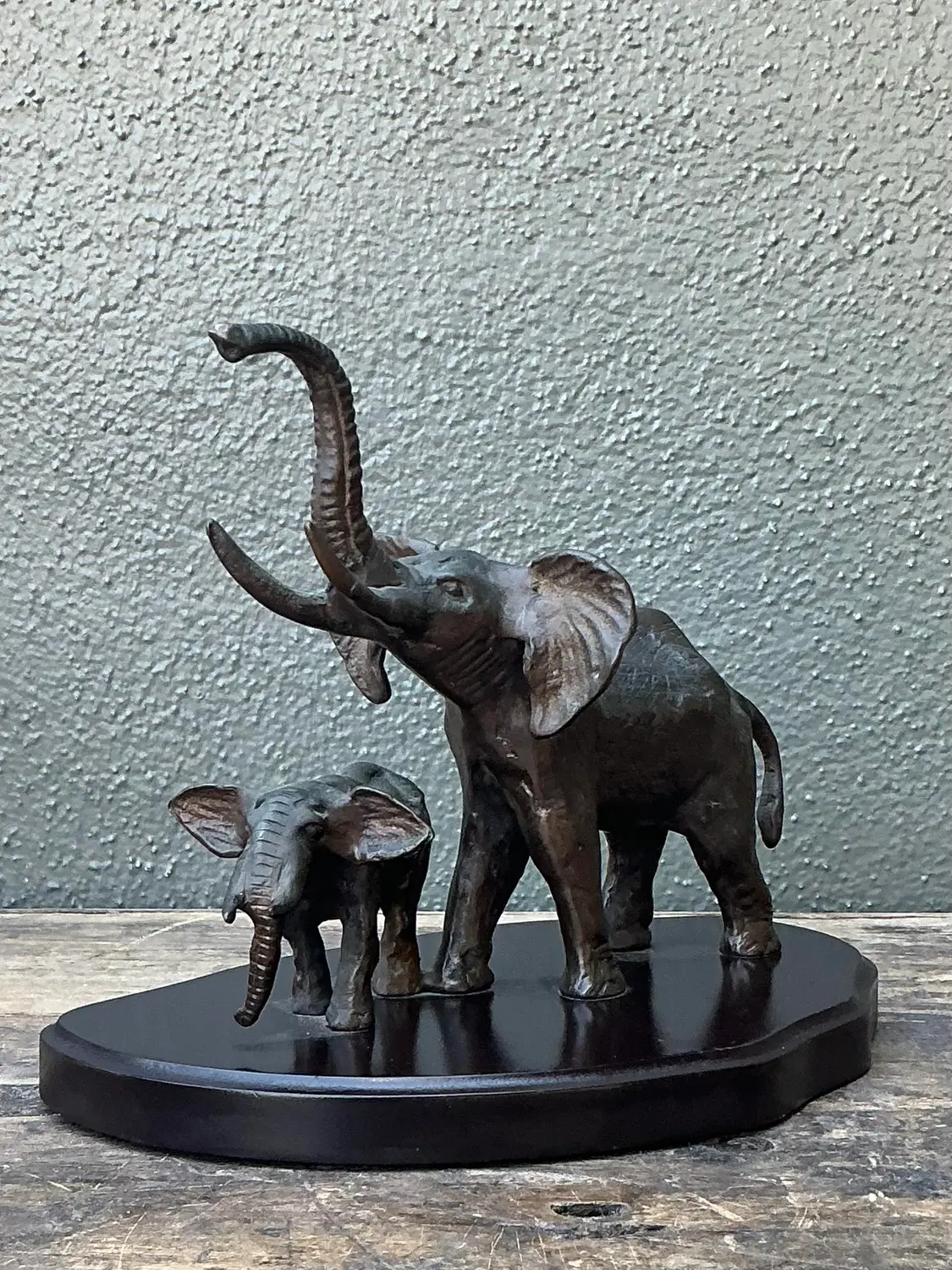 Vintage Bronze Elephant Family - Back view