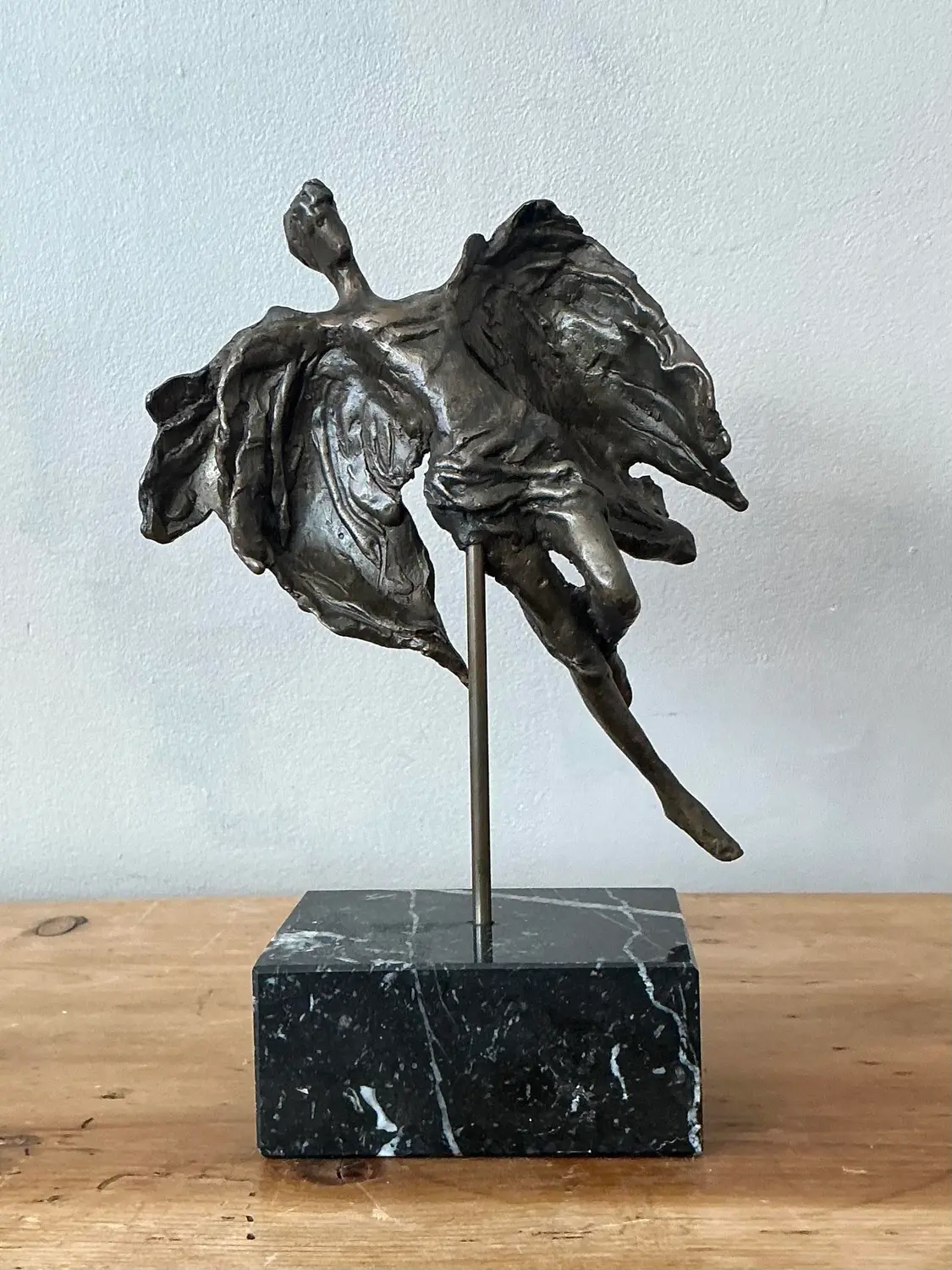 Vintage Bronze Flying Angle Sculpture - Detail view