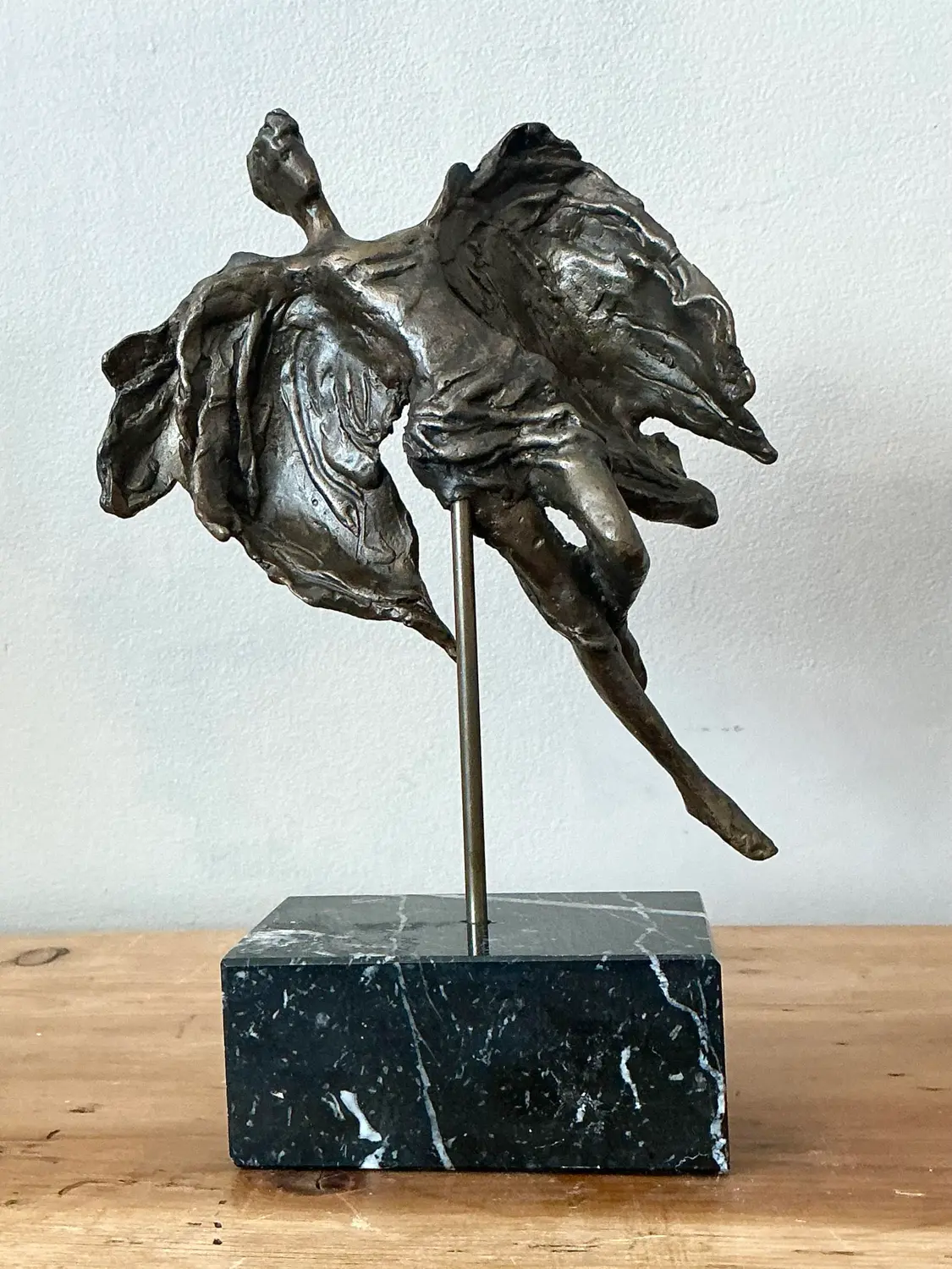 Vintage Bronze Flying Angle Sculpture - Top view