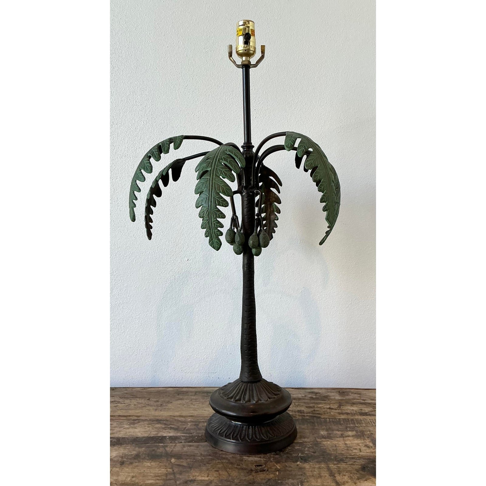 Vintage Bronze Palm Tree Lamp - Side view