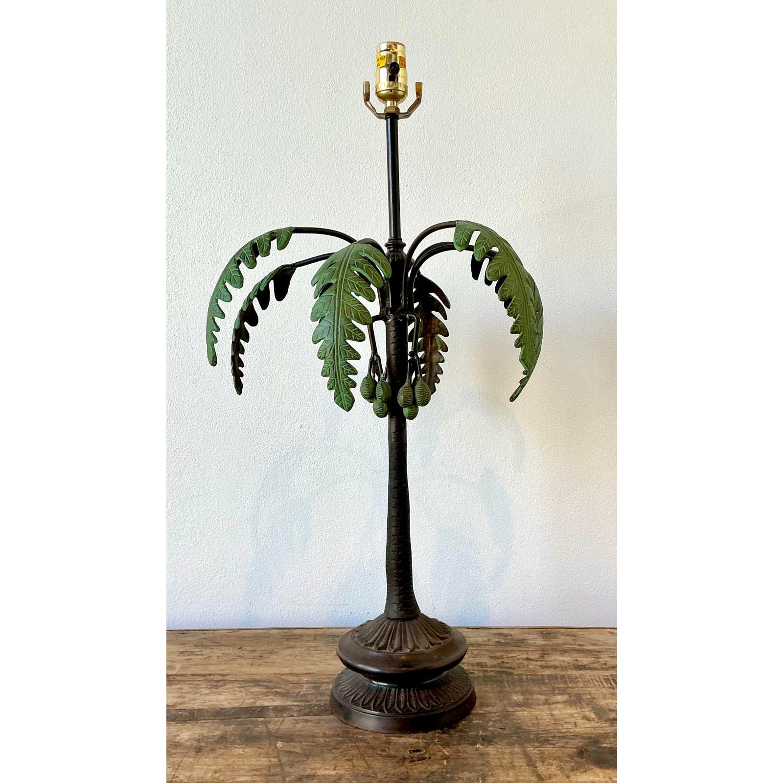Vintage Bronze Palm Tree Lamp - Back view