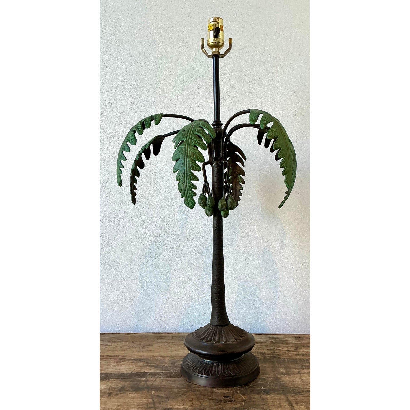 Vintage Bronze Palm Tree Lamp - Top view