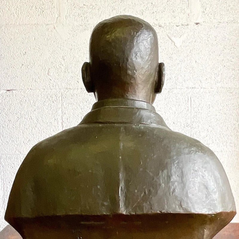 Vintage Bronze Sculpture of Handsome Man - Top view