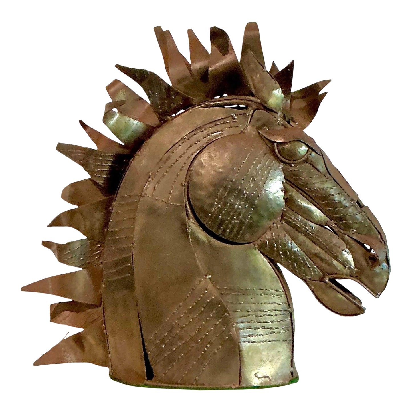 Vintage Brutalist Torch Cut Copper Horse Head