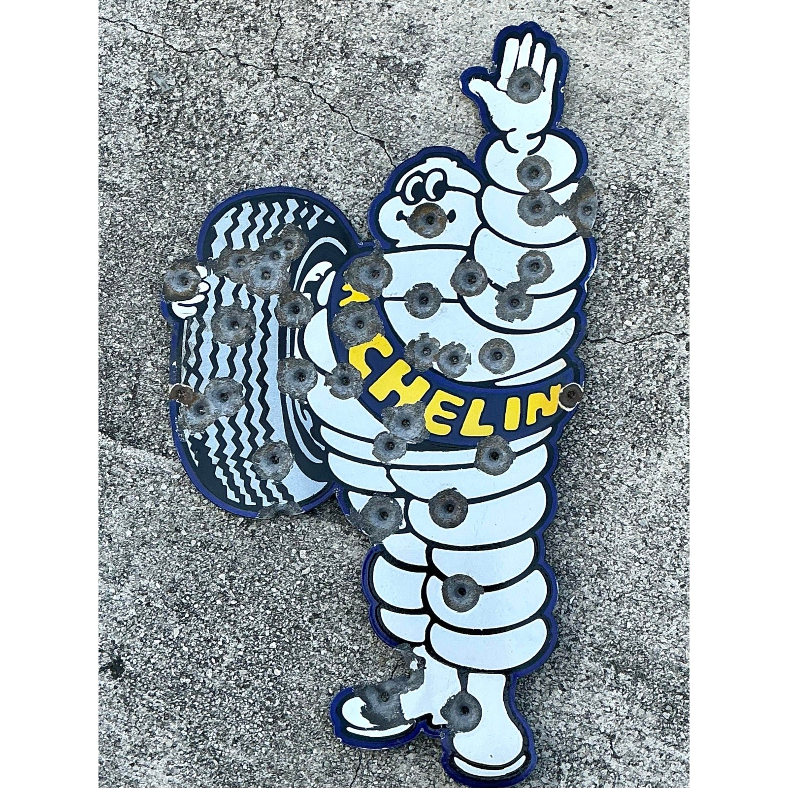 Vintage Bullet Anole Michelin Man Wall Sculpture - Top view