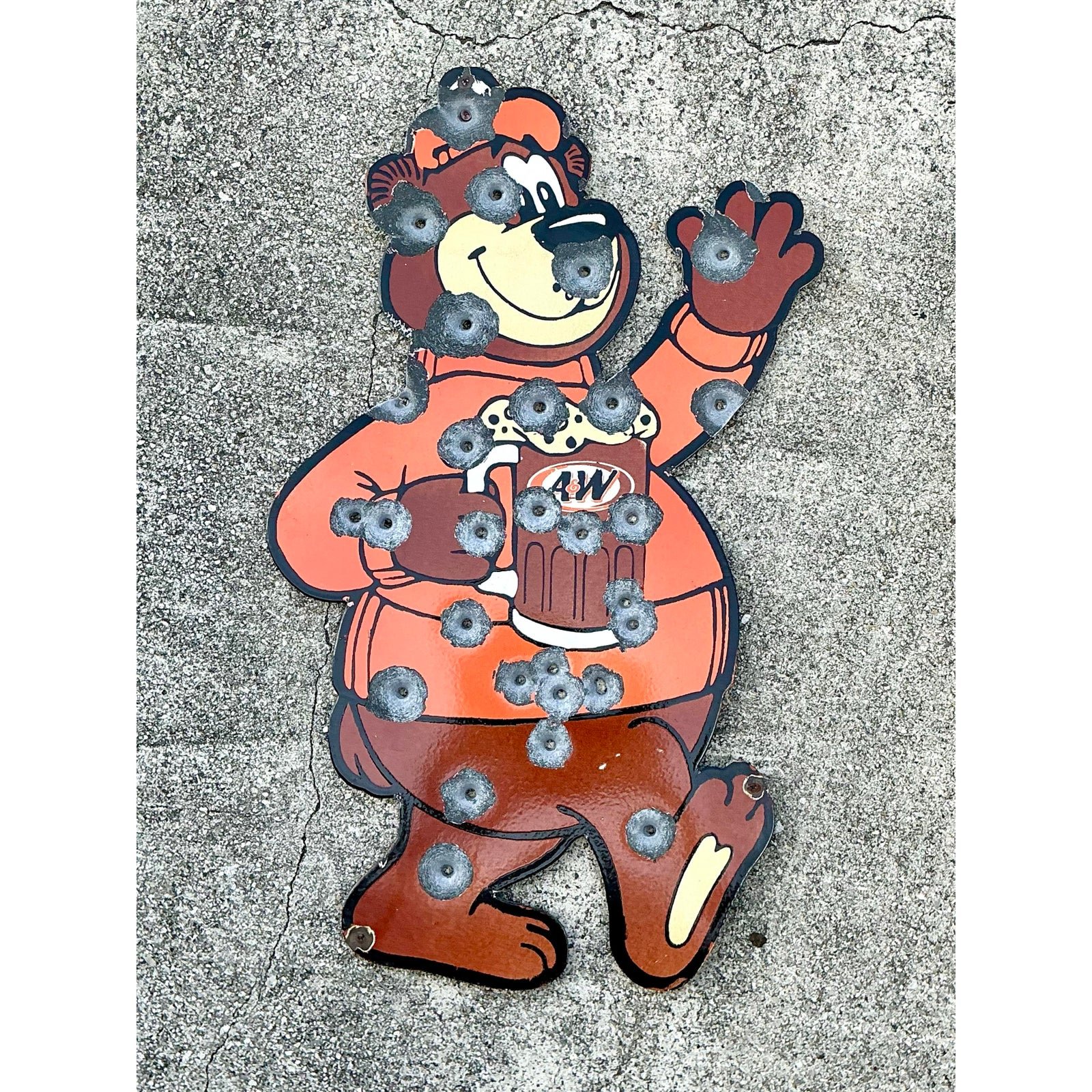 Vintage Bullet Hole Bear Wall Sculpture - Side view