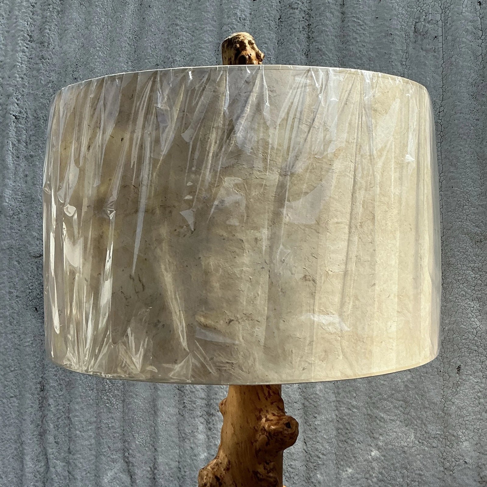 Vintage Burl Knot Table Lamp With Coordinating Wood Shade - Back view