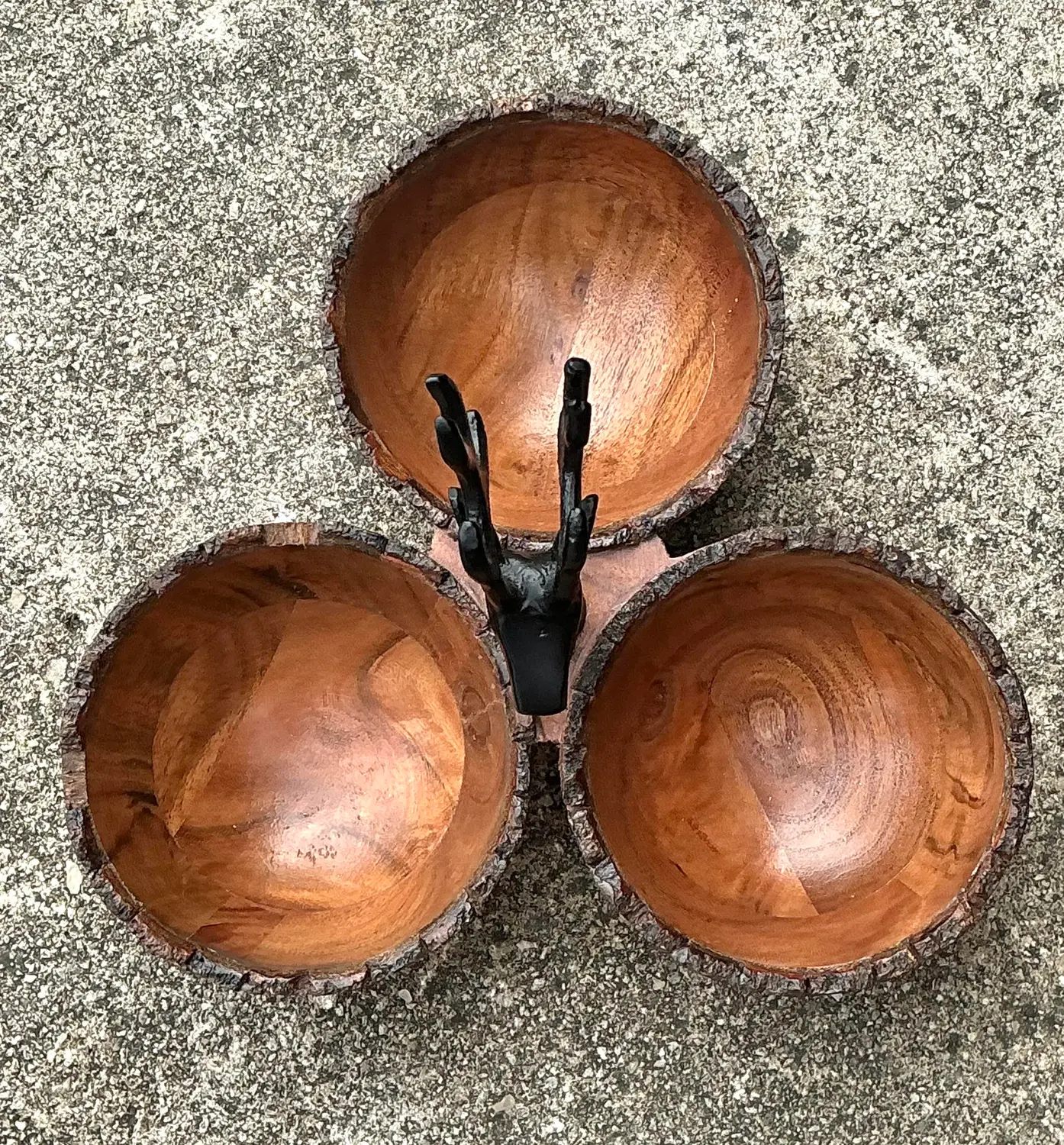Vintage Burl Wood Buck Nut Bowl - Top view