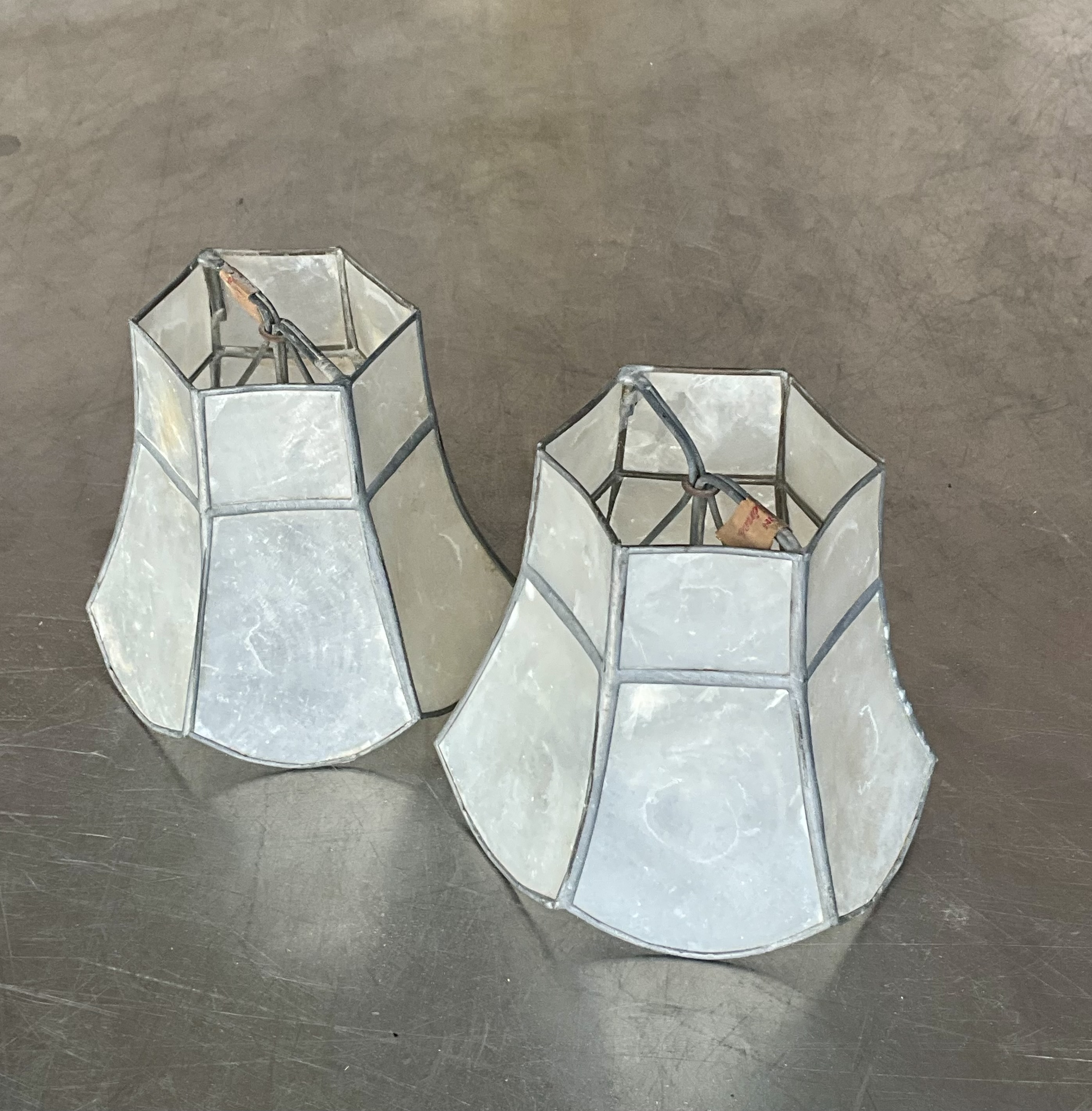 Vintage Capiz Sconce Clip on Shades- a Pair - Top view