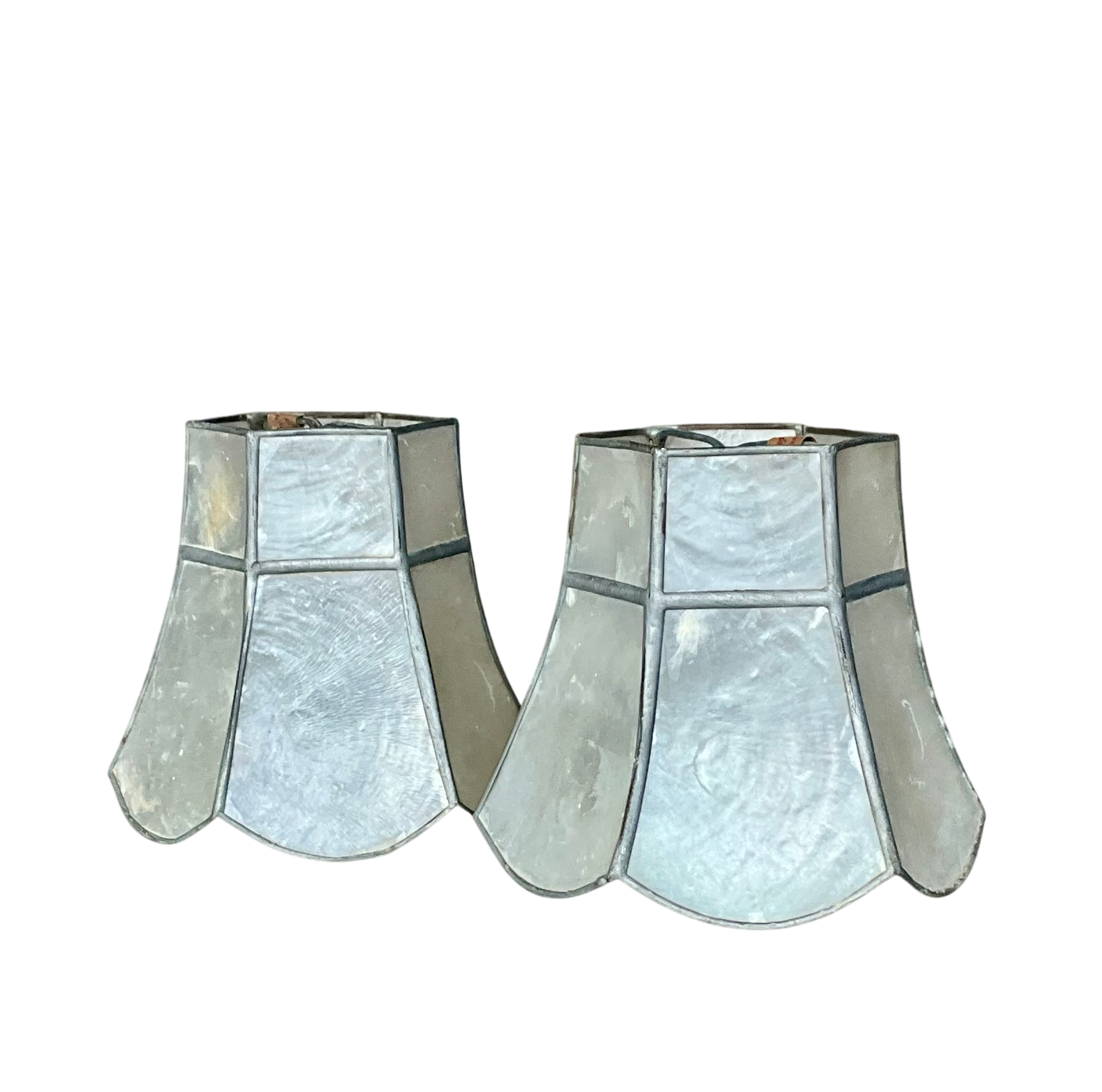 Vintage Capiz Sconce Clip on Shades- a Pair - Detail view