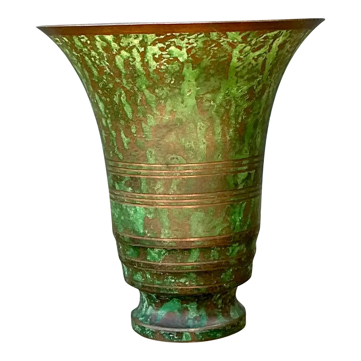 Vintage Carl Sorenson Art Deco Trumpet Bronze Vase
