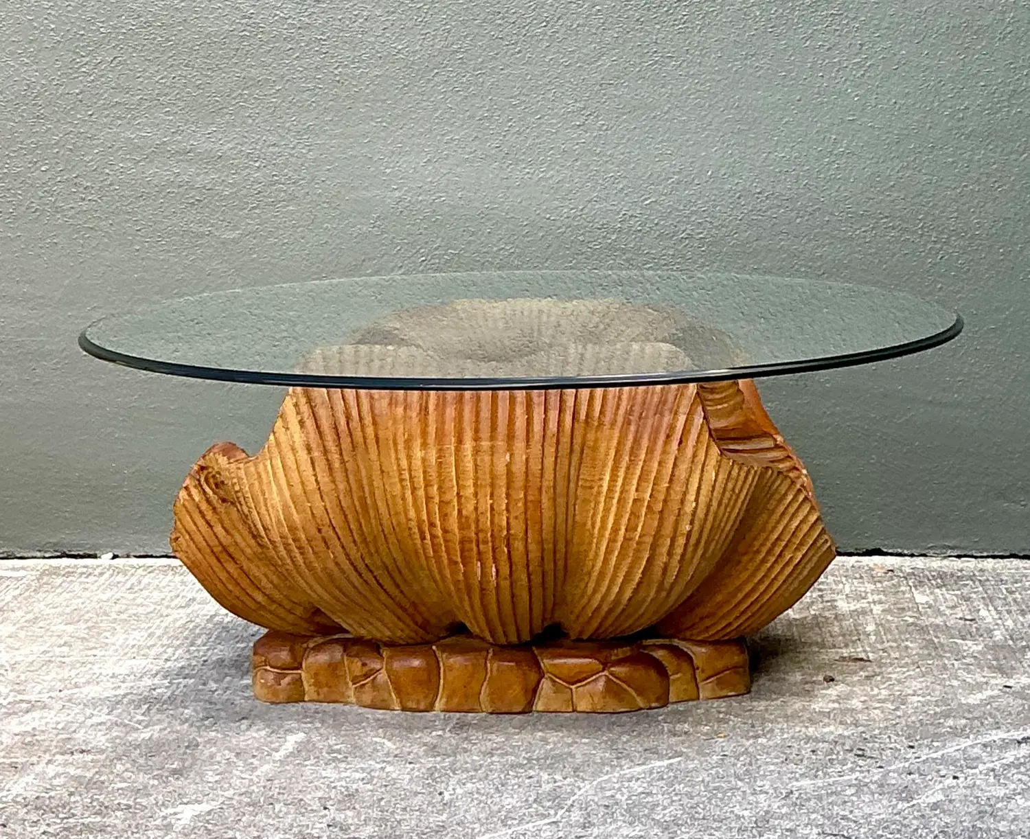 Vintage Carved Clam Shell Coffee Table - Back view