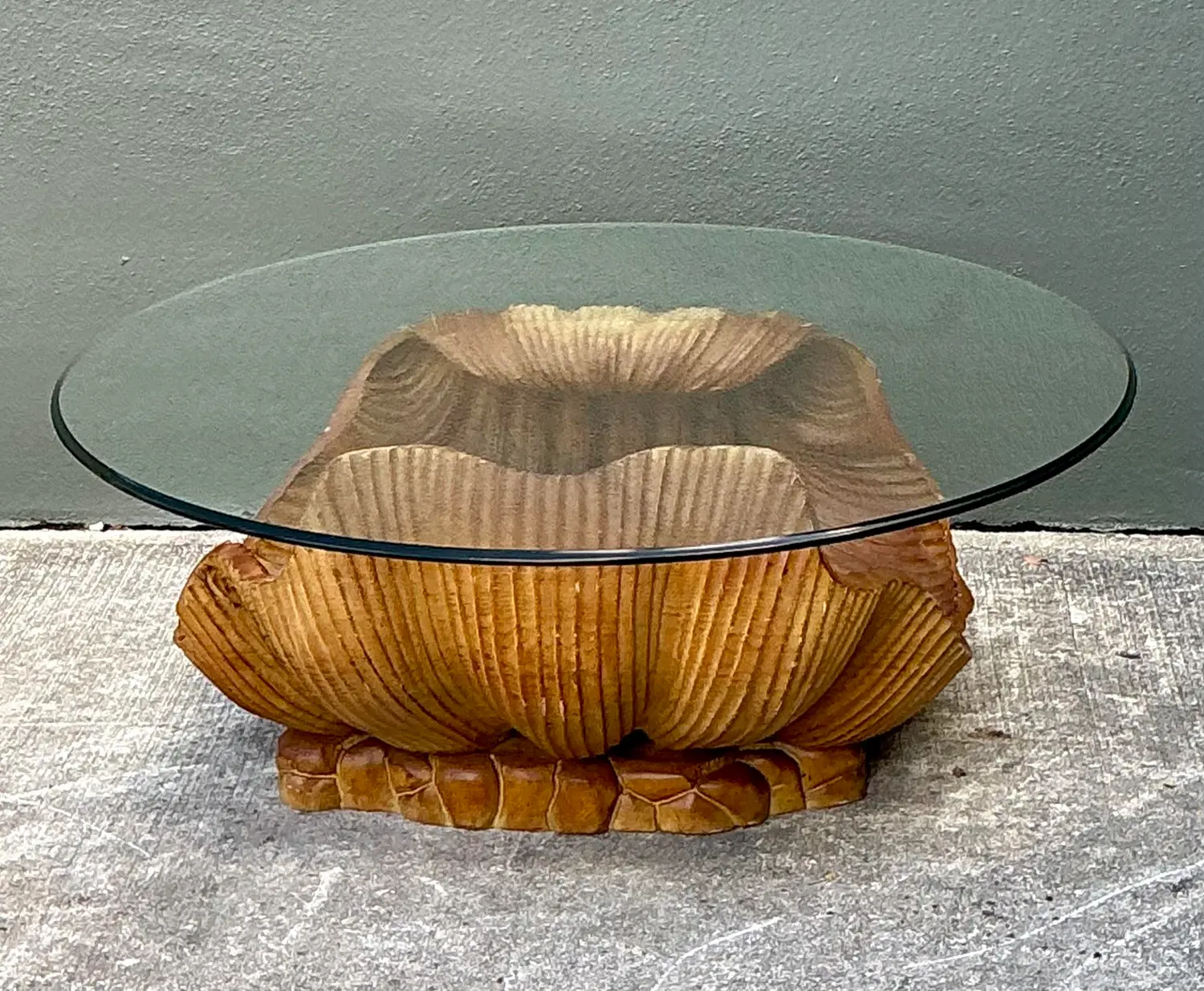 Vintage Carved Clam Shell Coffee Table - Top view
