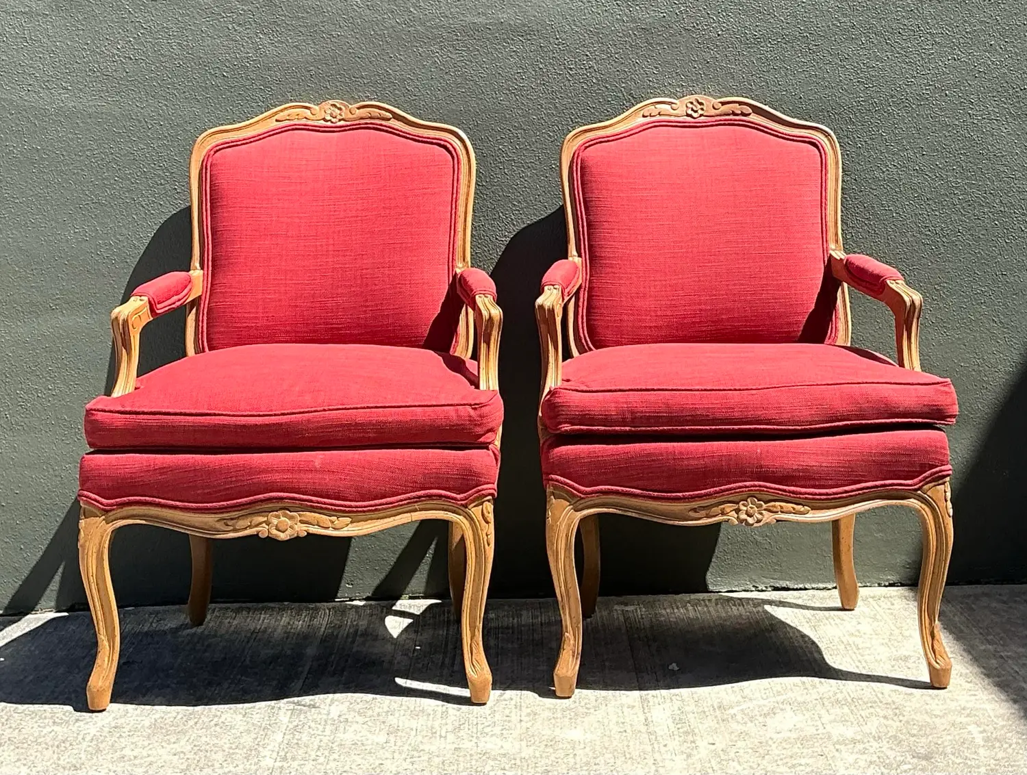 Vintage Carved Fauteuil Chairs - A Pair - Top view