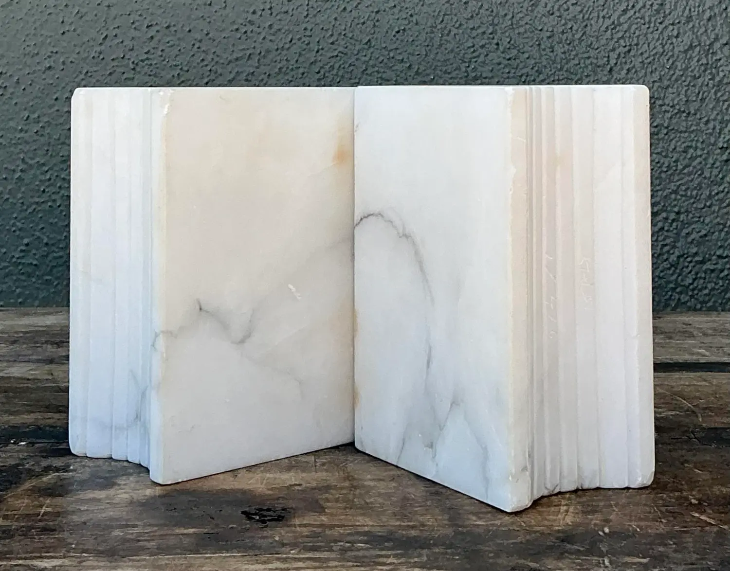 Vintage Carved Marble Book Ends - Set of 2 - Detail view
