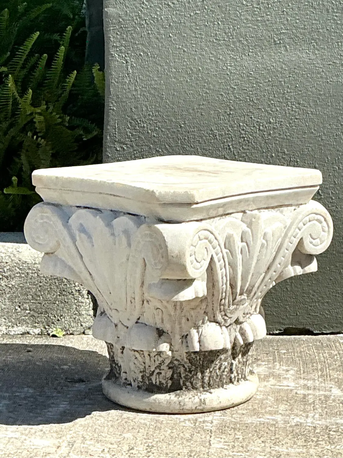 Vintage Carved Marble Column Side Table - Top view