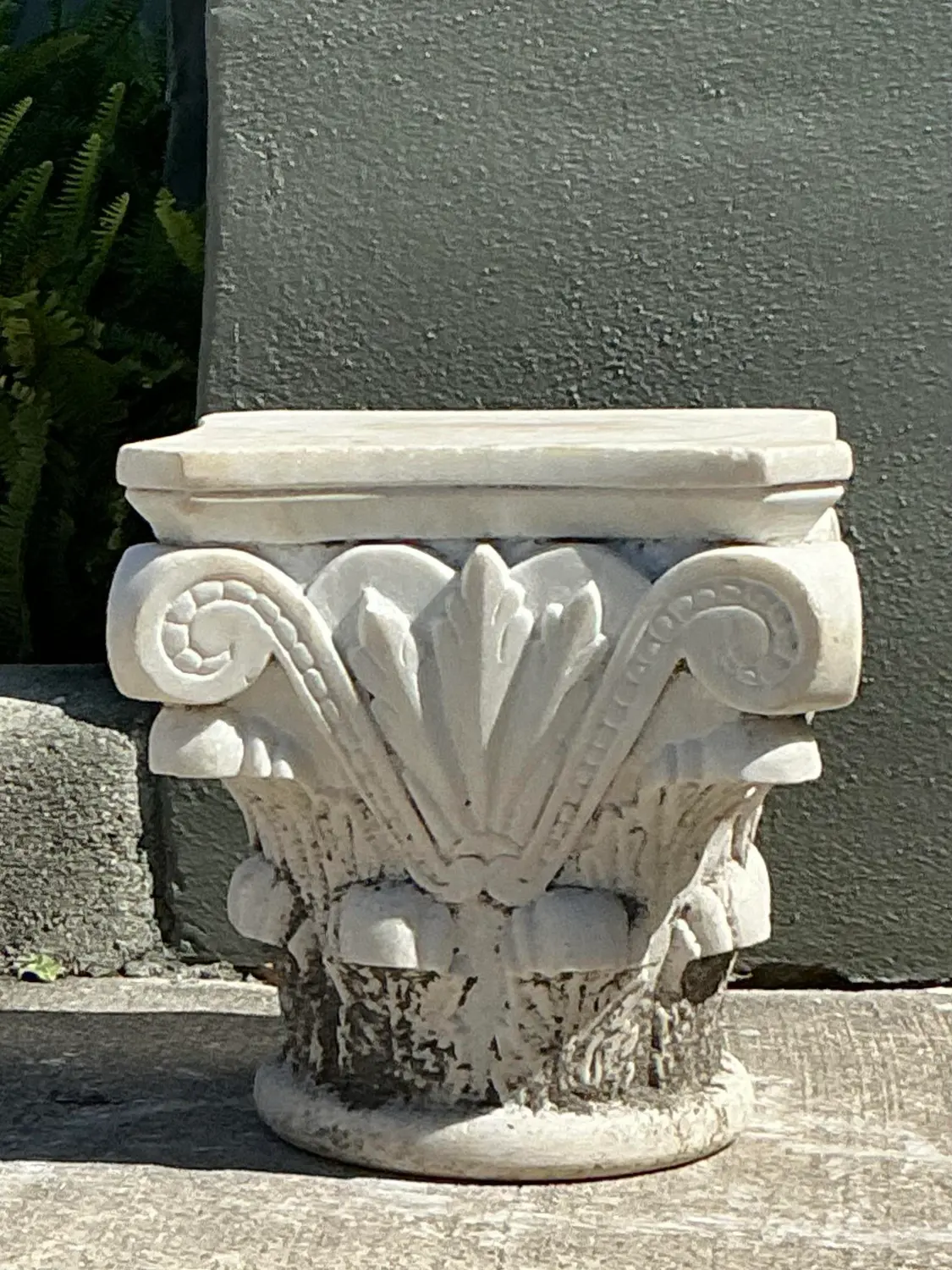 Vintage Carved Marble Column Side Table - Back view
