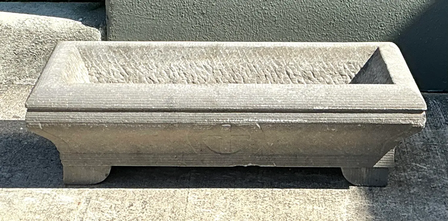 Vintage Carved Stone Engraved Planter - Back view