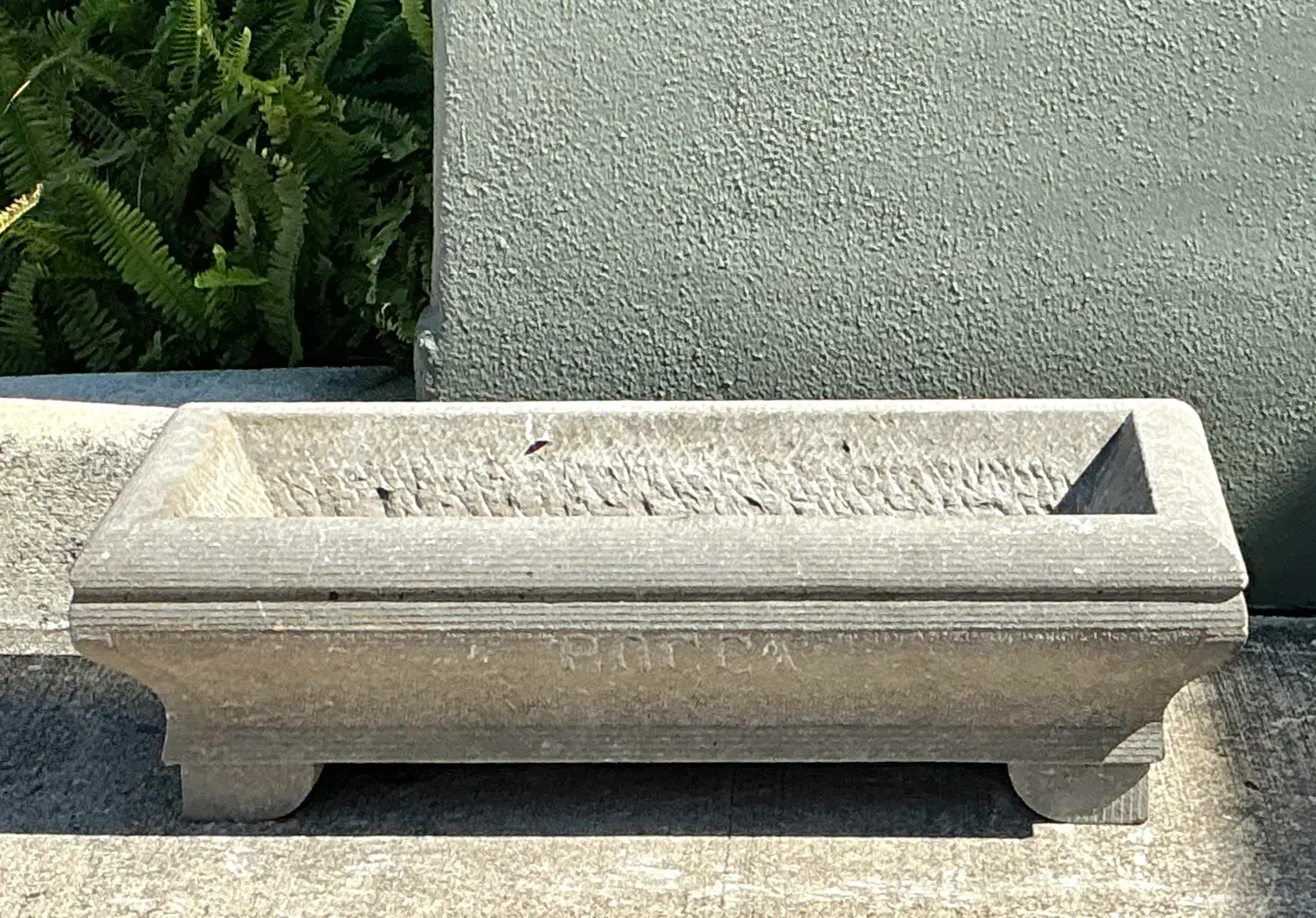 Vintage Carved Stone Engraved Planter - Top view