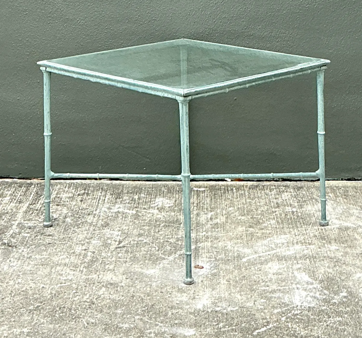 Vintage Cast Aluminum Outdoor Side Table After Brown Jordan - Detail view