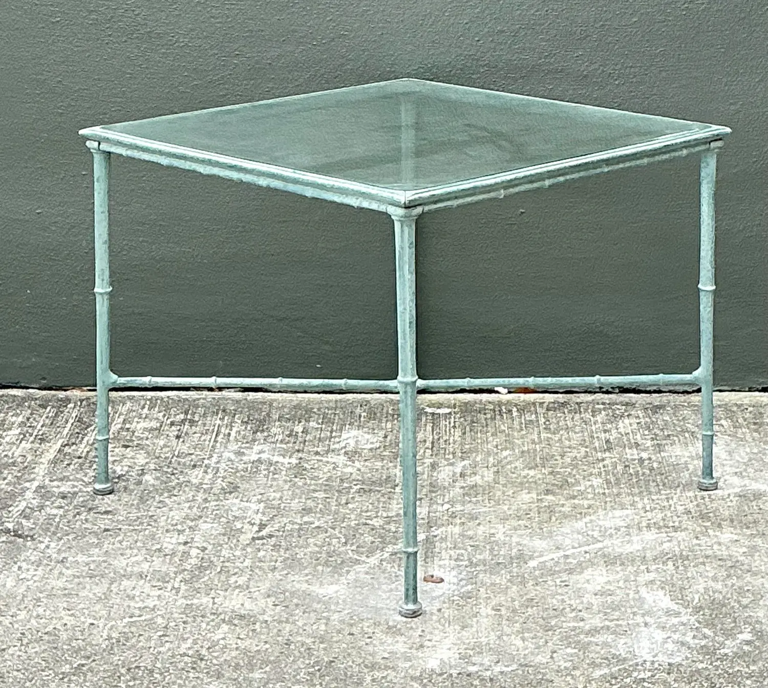 Vintage Cast Aluminum Outdoor Side Table After Brown Jordan - Side view