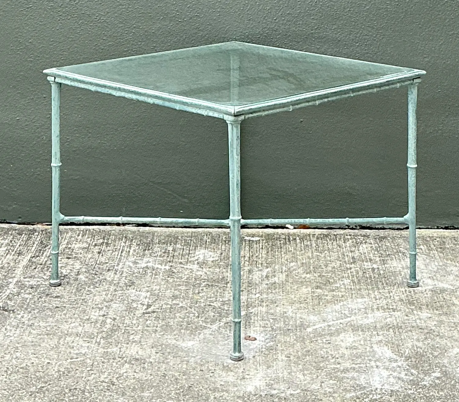 Vintage Cast Aluminum Outdoor Side Table After Brown Jordan - Back view