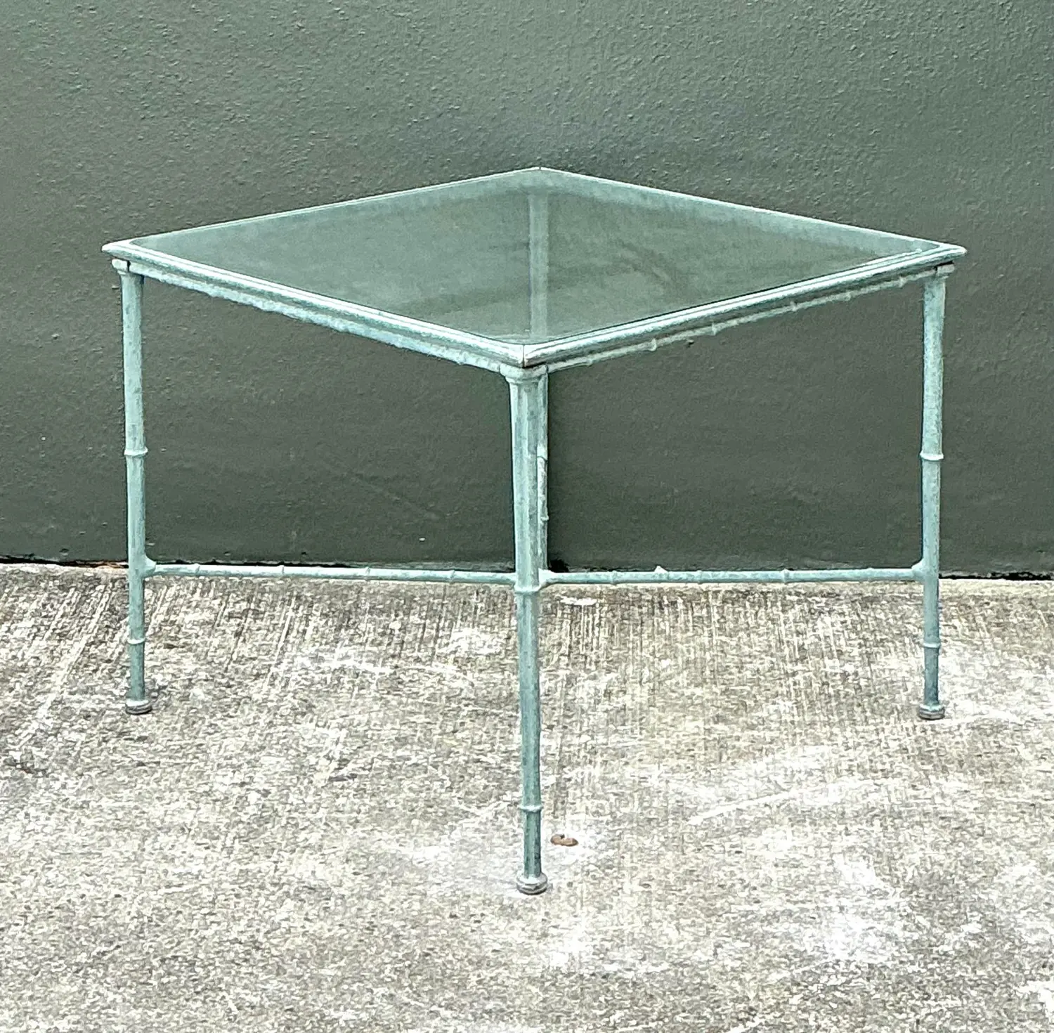 Vintage Cast Aluminum Outdoor Side Table After Brown Jordan - Top view