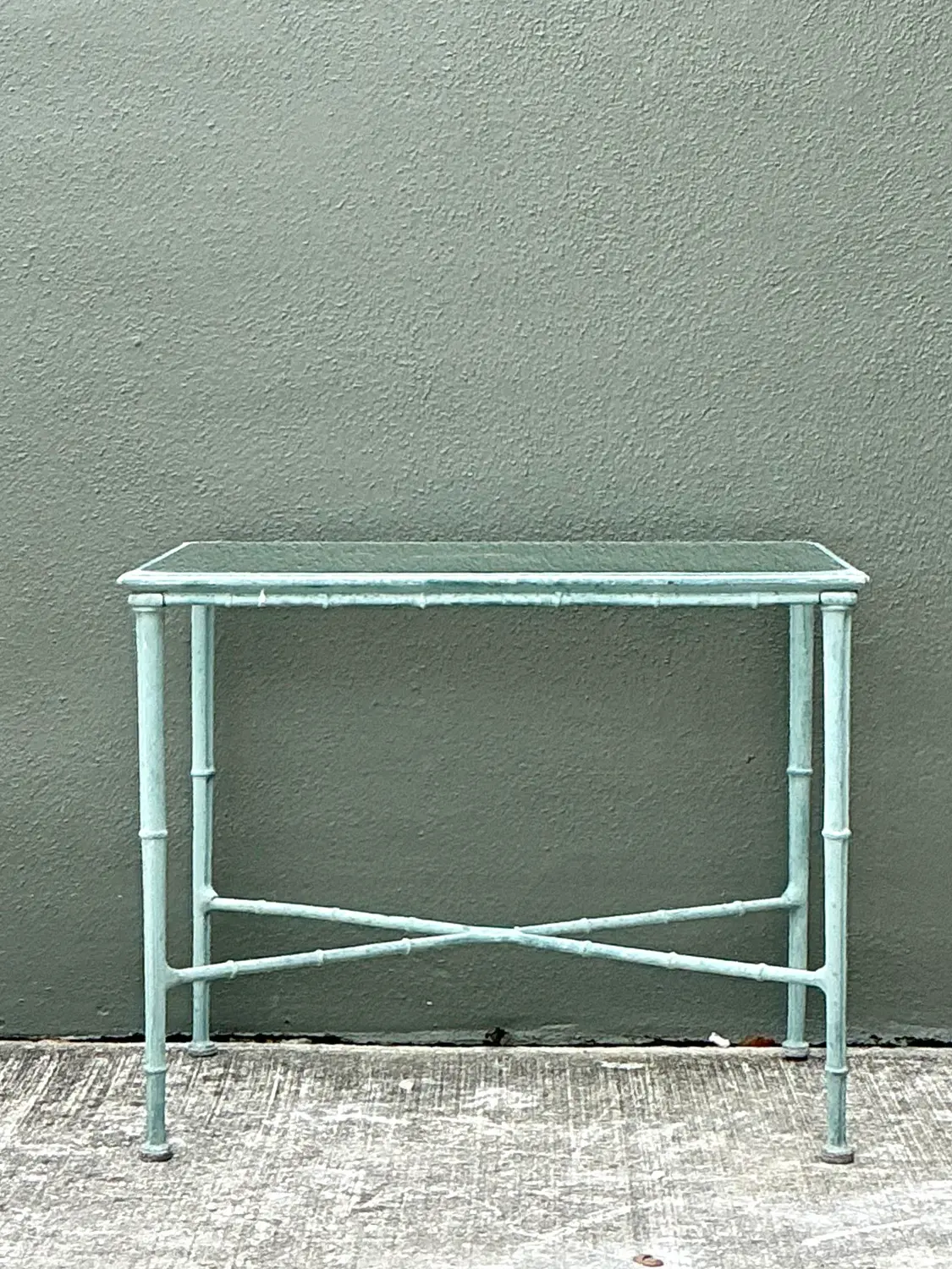 Vintage Cast Aluminum Outdoor Side Table After Brown Jordan - Side view