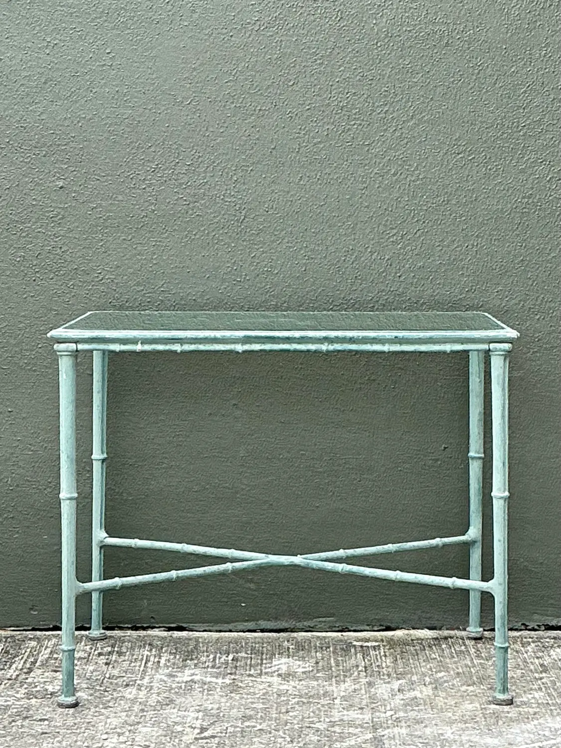 Vintage Cast Aluminum Outdoor Side Table After Brown Jordan - Back view