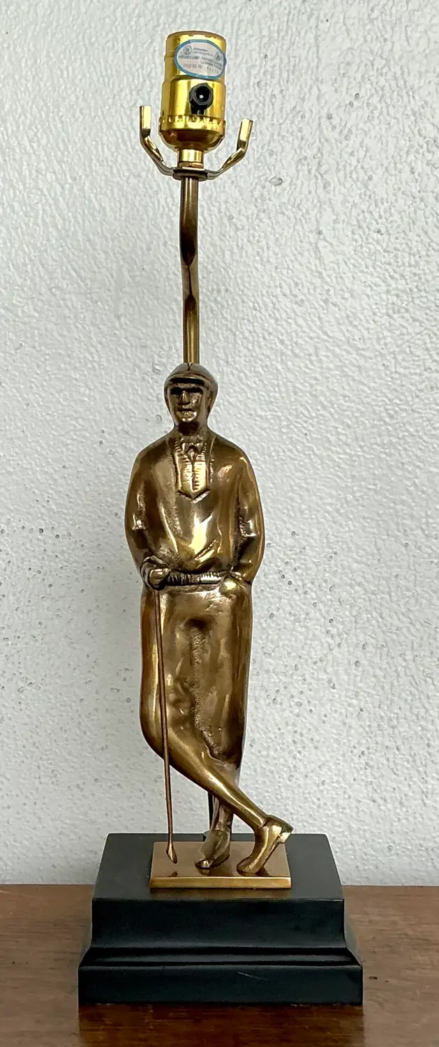 Vintage Cast Brass Vintage Golfer Lamp - Back view