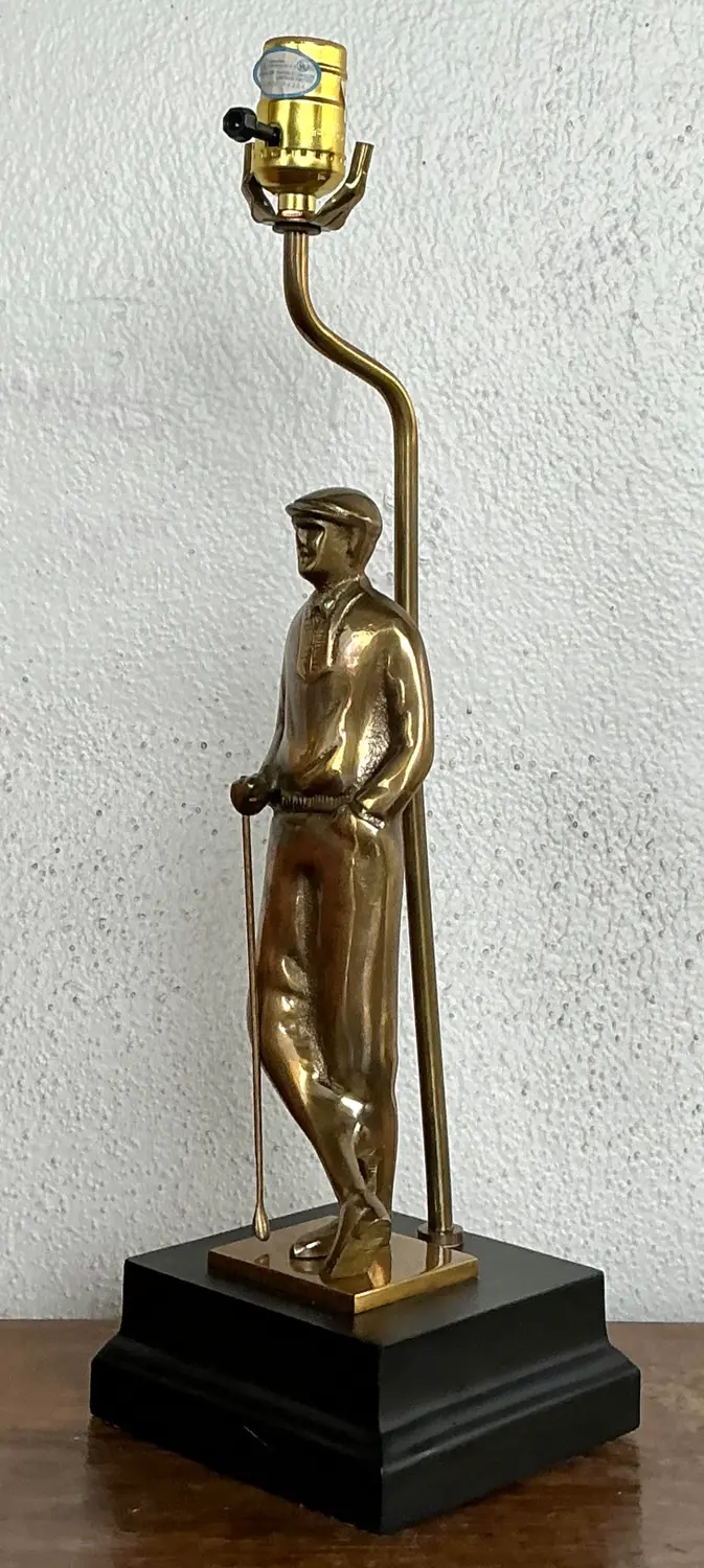 Vintage Cast Brass Vintage Golfer Lamp - Top view