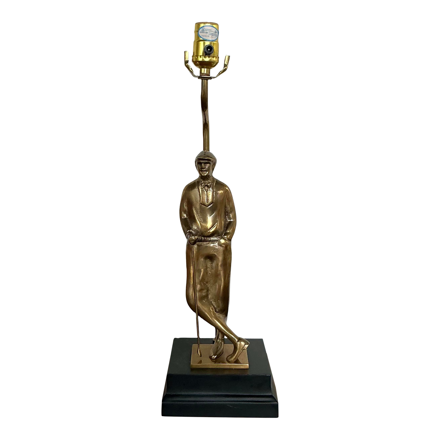 Vintage Cast Brass Vintage Golfer Lamp - Detail view