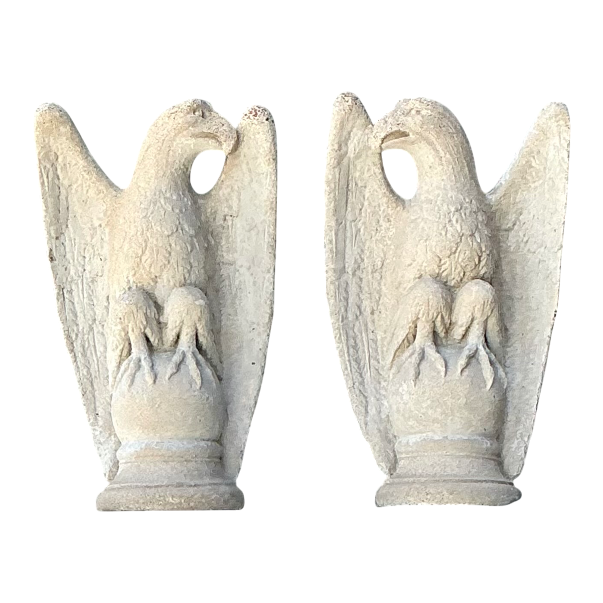 Vintage Cast Cement Eagle Statues - Pair