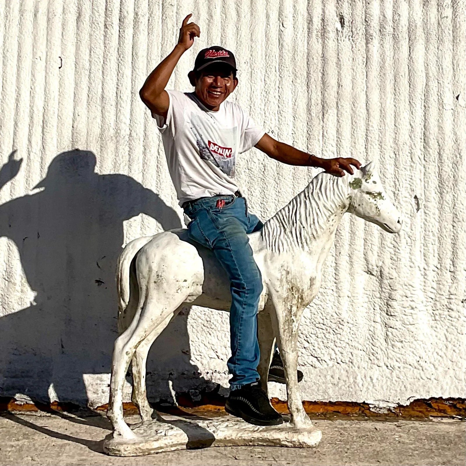 Vintage Cast Cement Horse Statue - Back view