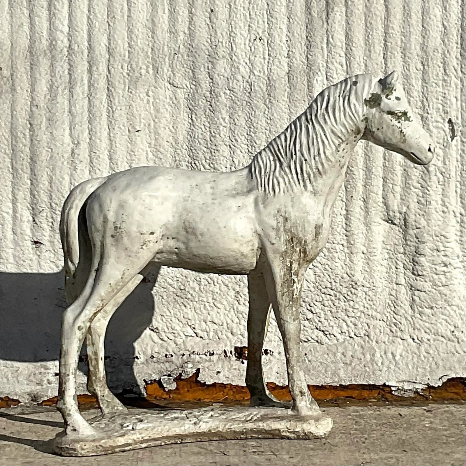 Vintage Cast Cement Horse Statue - Top view