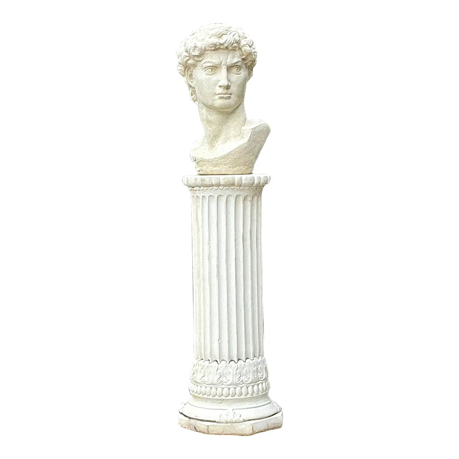 Vintage Cast Concrete Bust of Davin on Pedestal