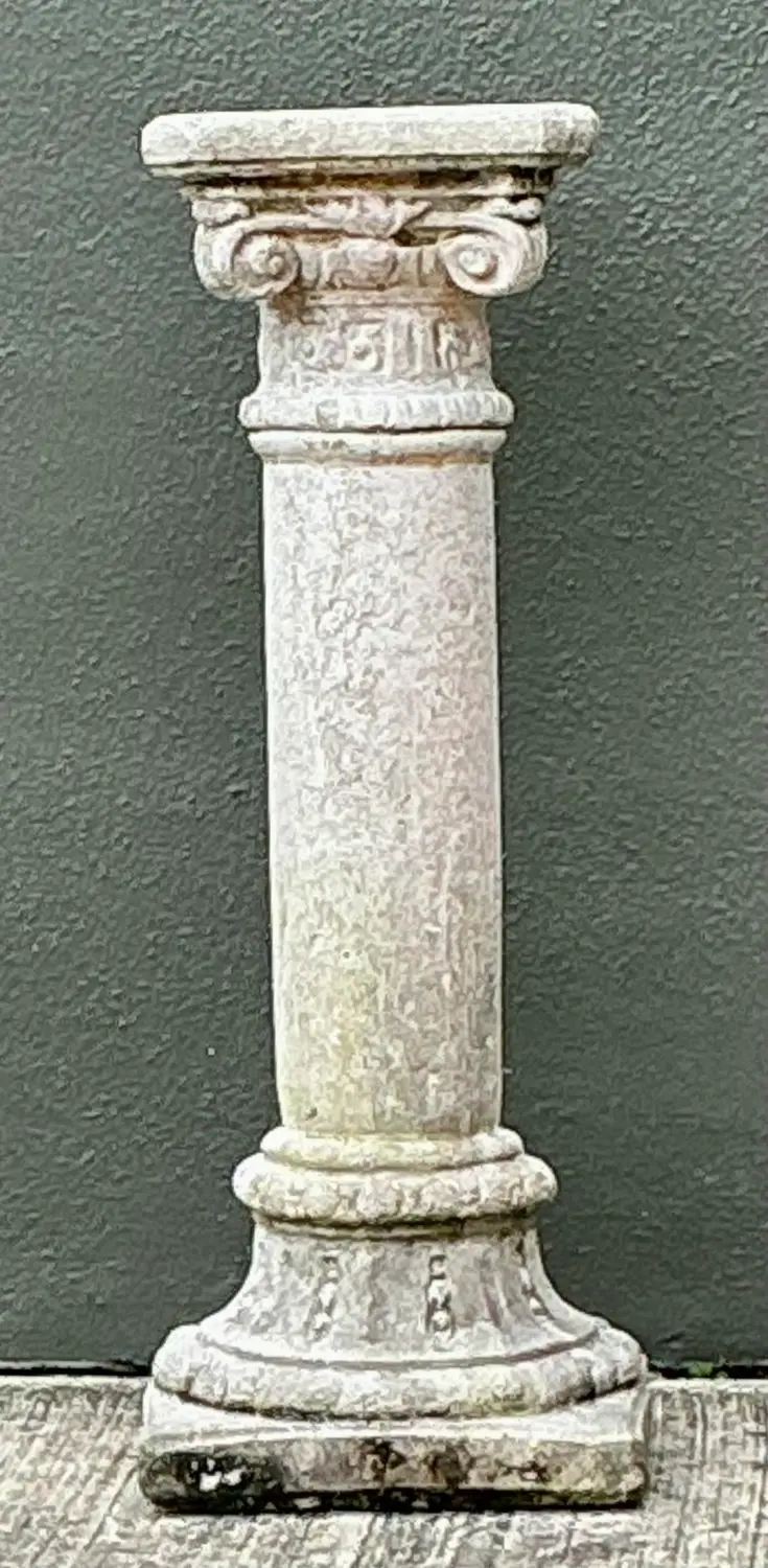 Vintage Cast Concrete Corinthian Column Pedestal - Side view