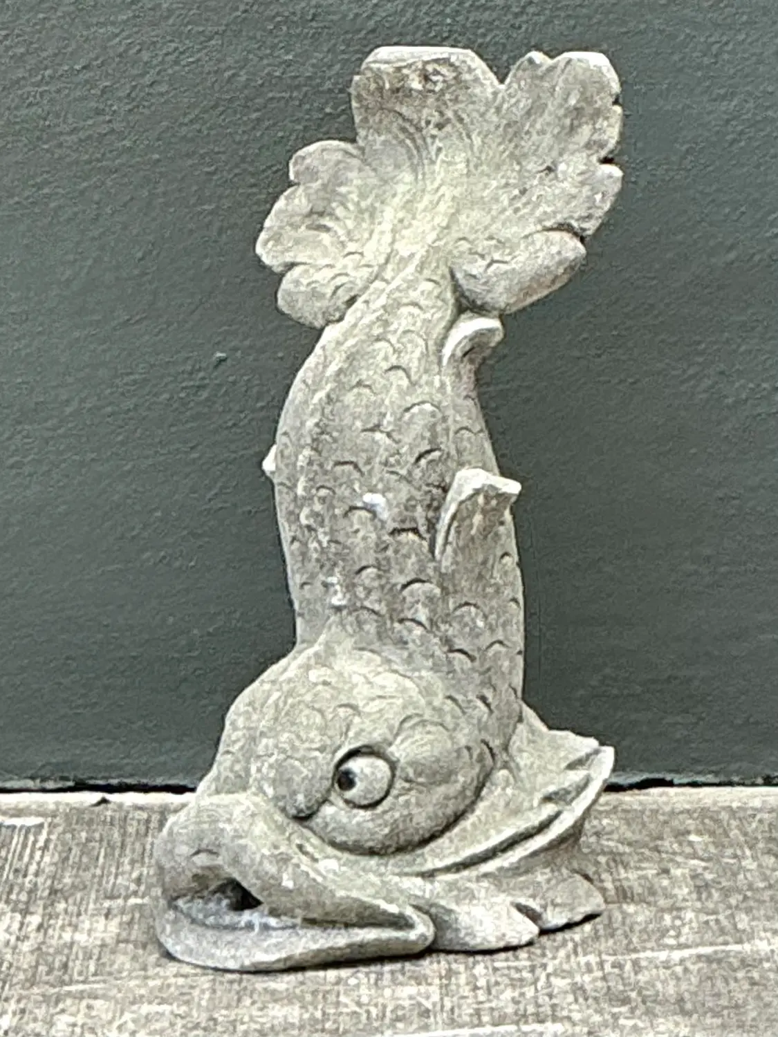 Vintage Cast Concrete Dolphin - Side view
