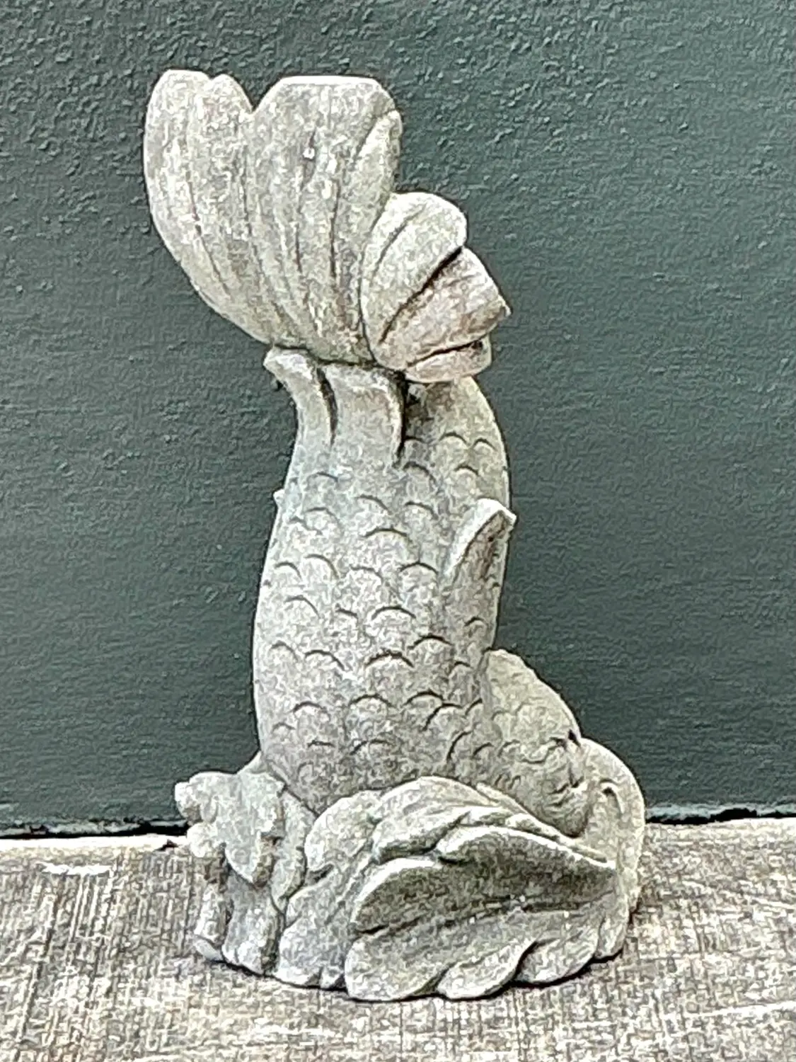Vintage Cast Concrete Dolphin - Top view