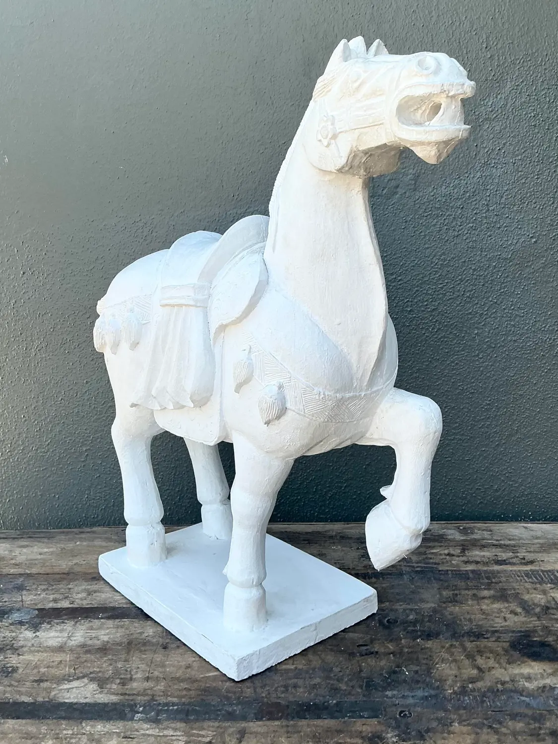 Vintage Cast Concrete Emperor Horse - Side view